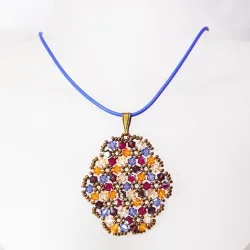 Pendant 65cm - Malvina Oval-Lavender Leather - Pendant 65cm - Laiton bronze